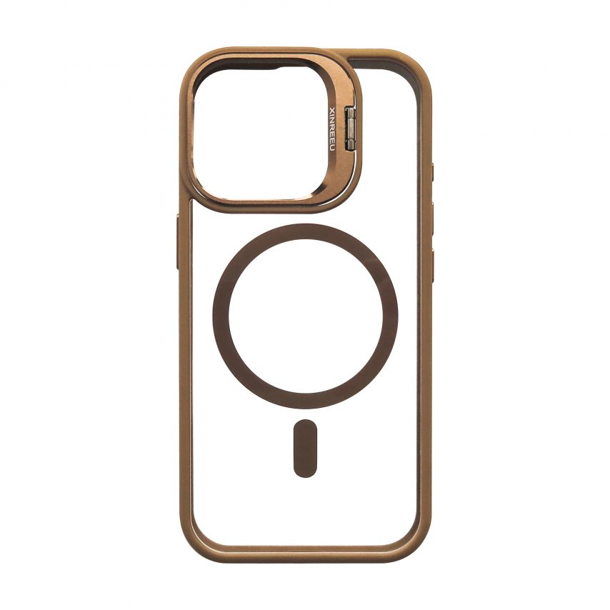 Case with MagSafe for Apple iPhone 17 with stand and camera protection gold brown (09)