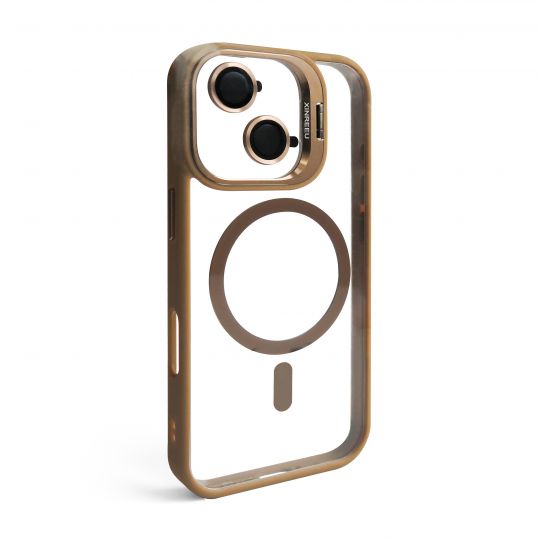 Case with MagSafe for Apple iPhone 17 with stand and camera protection gold brown (09)