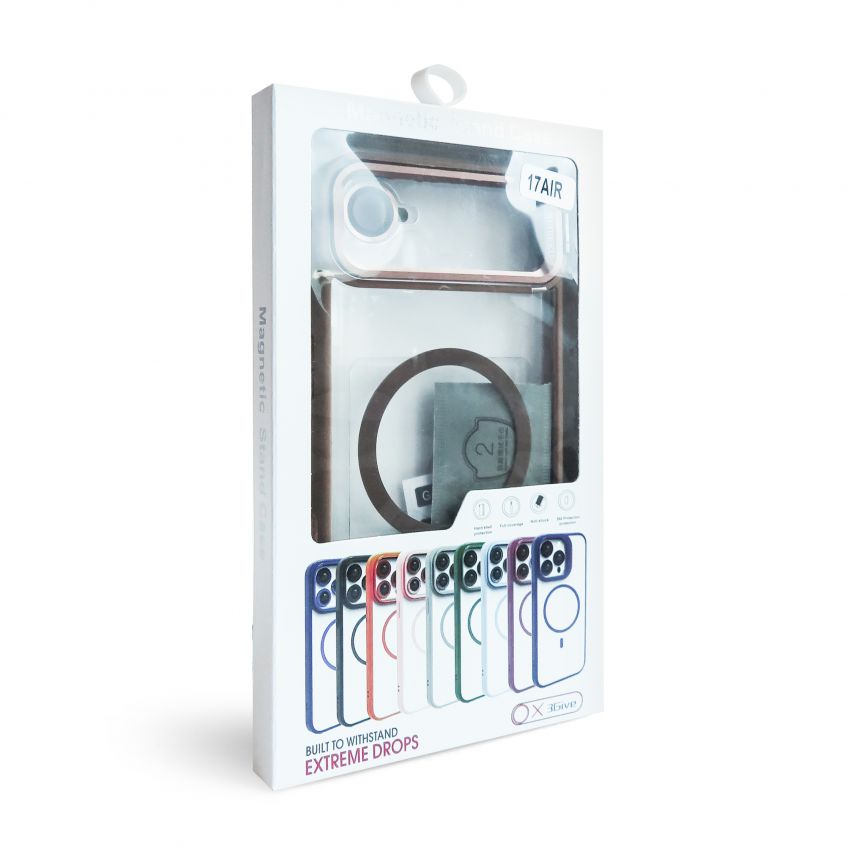 Case with MagSafe for Apple iPhone 17 Air with stand and camera protection light grey (06)