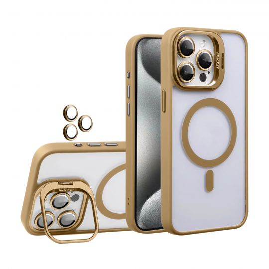 Case with MagSafe for Apple iPhone 17 Air with stand and camera protection gold brown (09)