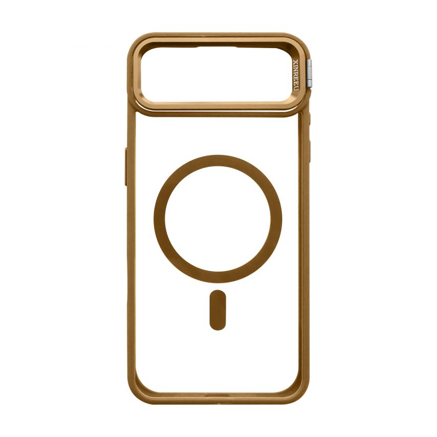 Case with MagSafe for Apple iPhone 17 Air with stand and camera protection gold brown (09)