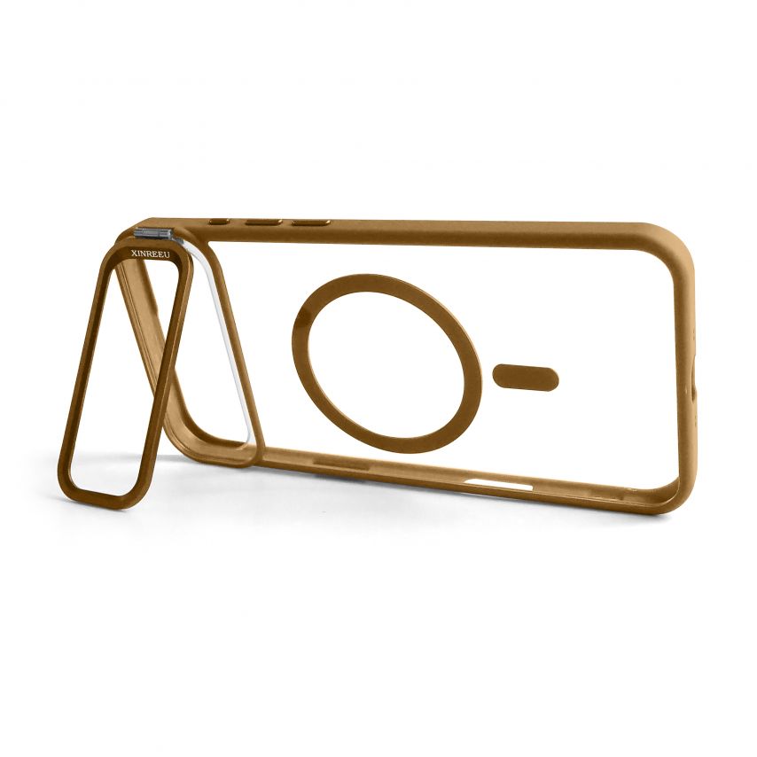 Case with MagSafe for Apple iPhone 17 Air with stand and camera protection gold brown (09)