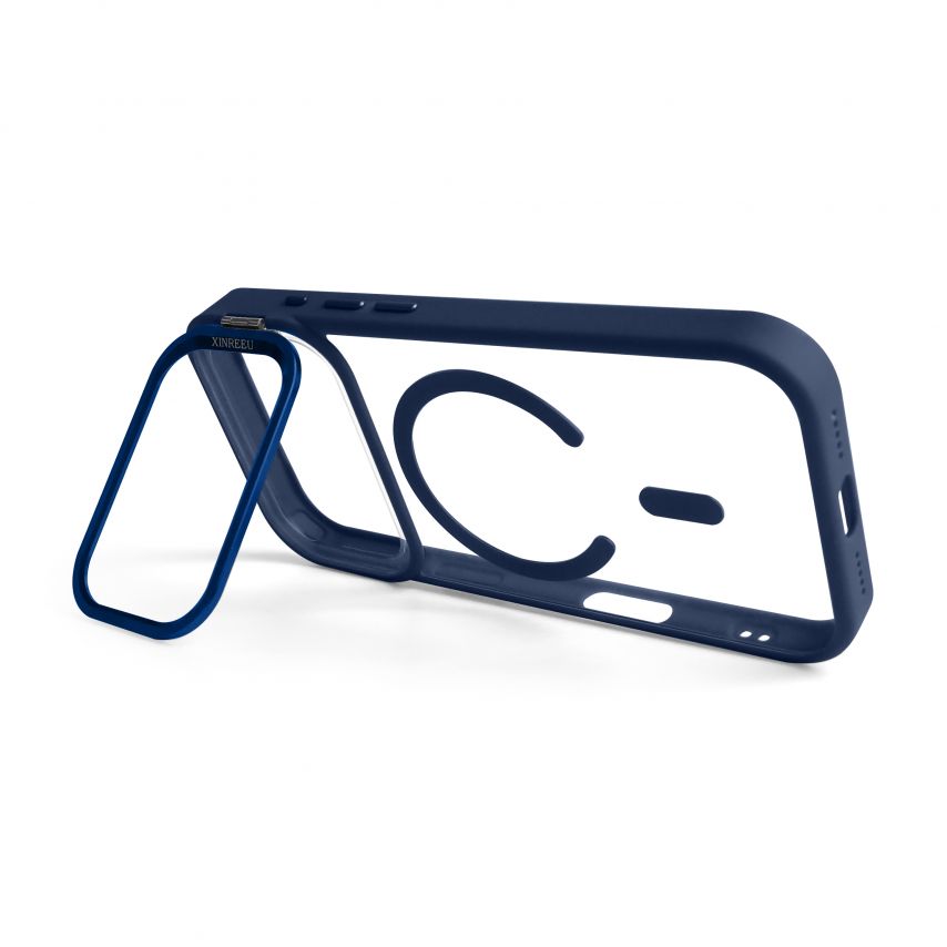 Case with MagSafe for Apple iPhone 17 Pro with stand and camera protection dark blue (04)