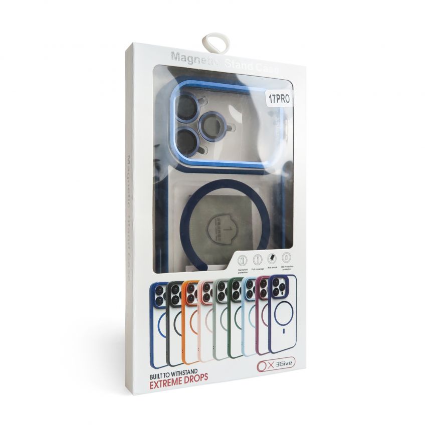 Case with MagSafe for Apple iPhone 17 Pro with stand and camera protection dark blue (04)
