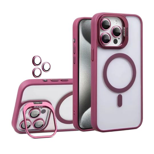Case with MagSafe for Apple iPhone 17 Pro with stand and camera protection bordo (05)