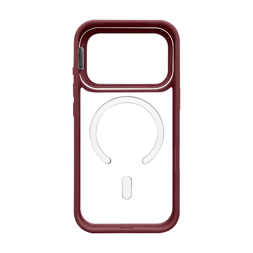 Case with MagSafe for Apple iPhone 17 Pro with stand and camera protection bordo (05)