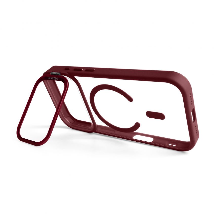 Case with MagSafe for Apple iPhone 17 Pro with stand and camera protection bordo (05)