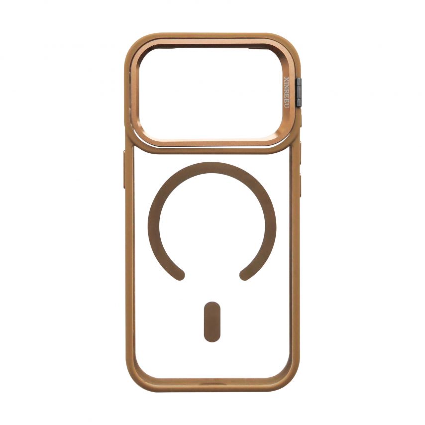 Case with MagSafe for Apple iPhone 17 Pro with stand and camera protection gold brown (09)
