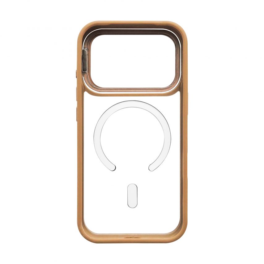 Case with MagSafe for Apple iPhone 17 Pro with stand and camera protection gold brown (09)