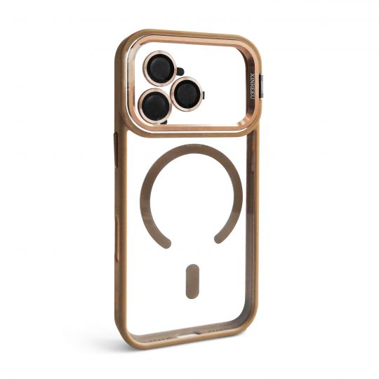 Case with MagSafe for Apple iPhone 17 Pro with stand and camera protection gold brown (09)