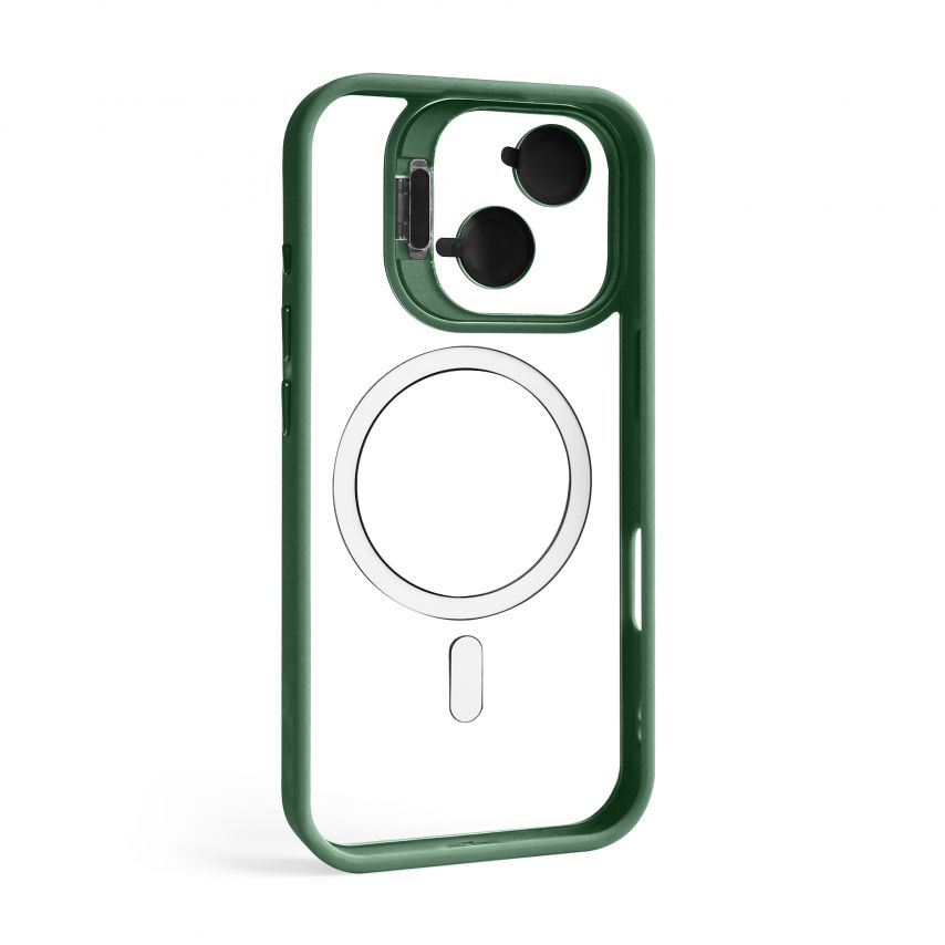 Case with MagSafe for Apple iPhone 17 with stand and camera protection green (01)