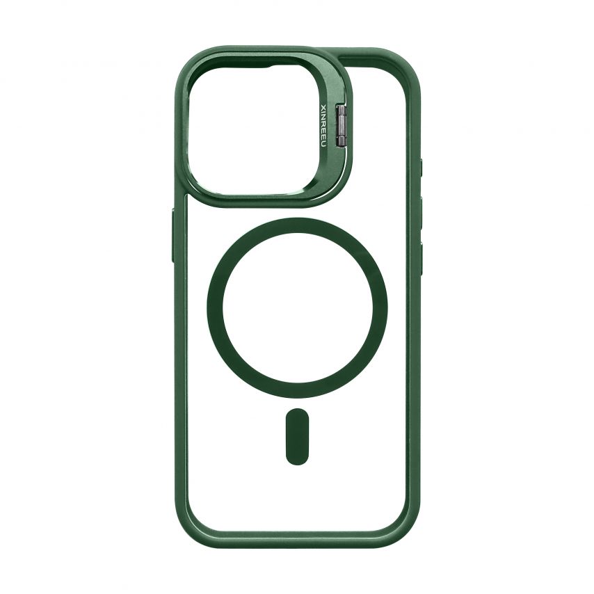 Case with MagSafe for Apple iPhone 17 with stand and camera protection green (01)