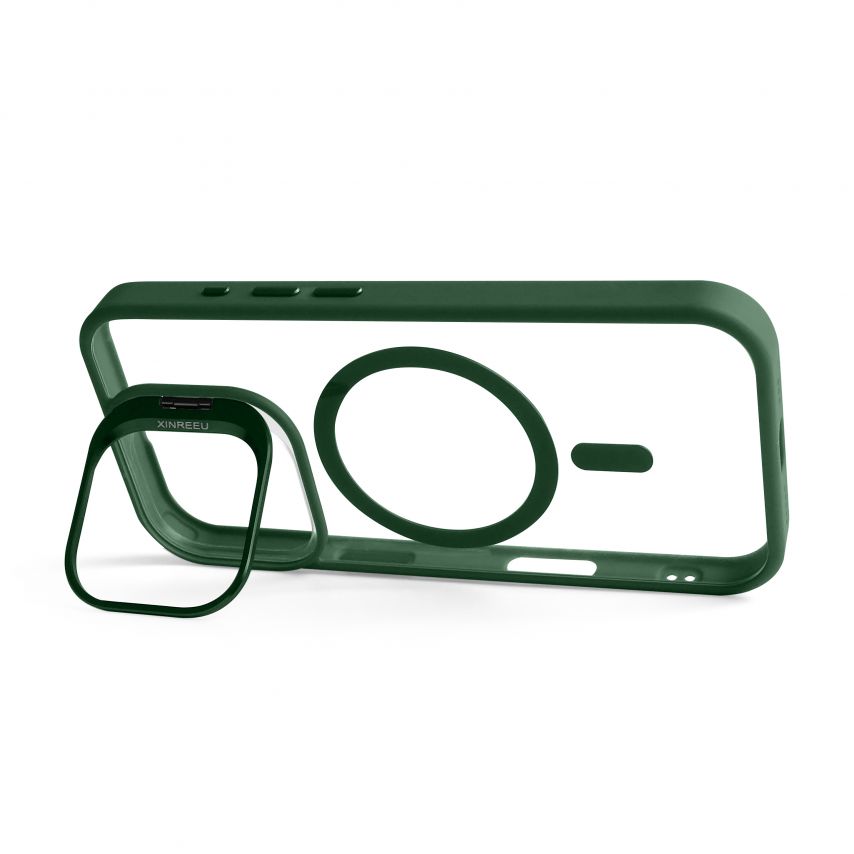 Case with MagSafe for Apple iPhone 17 with stand and camera protection green (01)