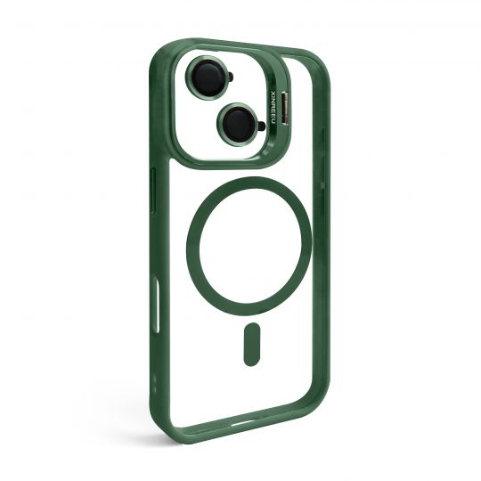 Case with MagSafe for Apple iPhone 17 with stand and camera protection green (01)