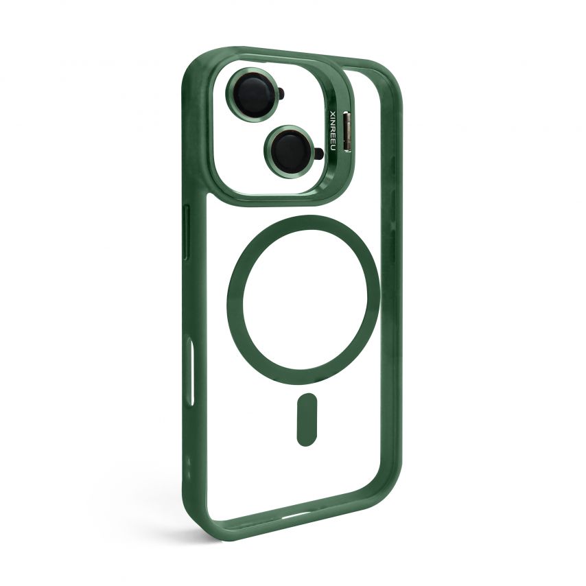 Case with MagSafe for Apple iPhone 17 with stand and camera protection green (01)