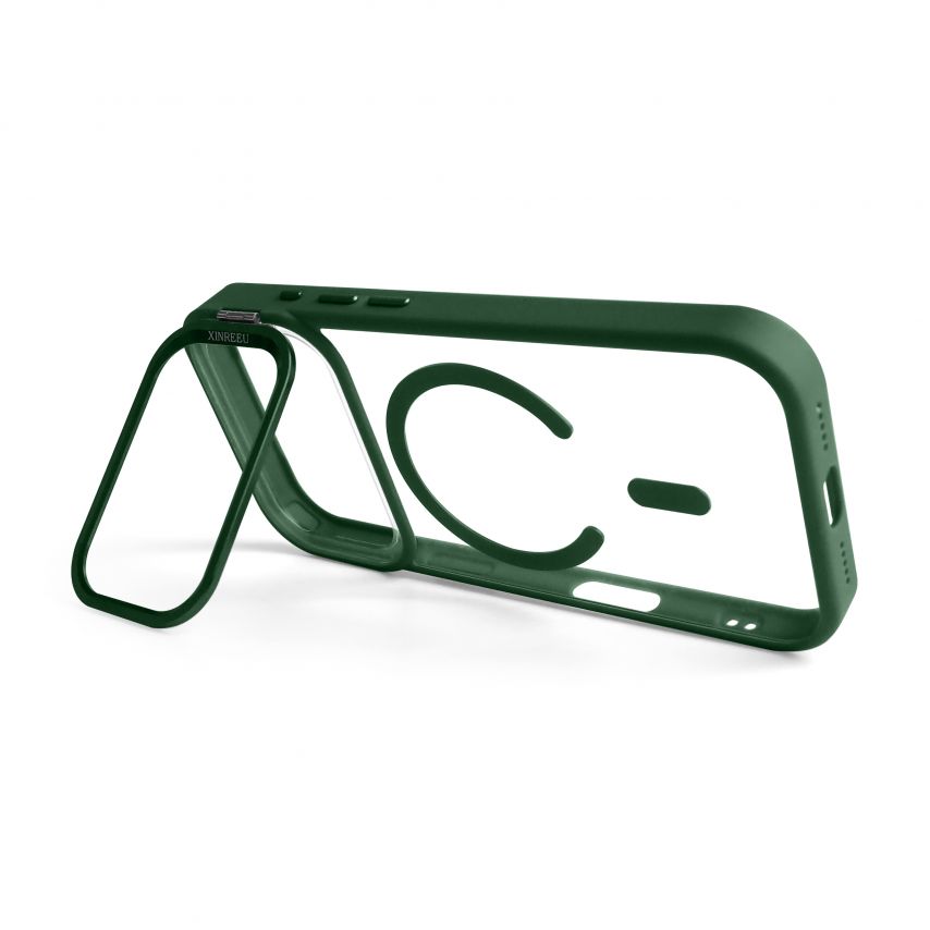 Case with MagSafe for Apple iPhone 17 Pro with stand and camera protection green (01)
