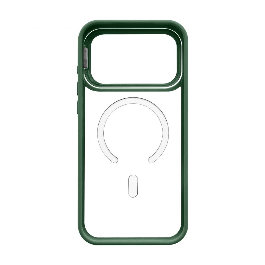 Case with MagSafe for Apple iPhone 17 Pro Max with stand and camera protection green (01)