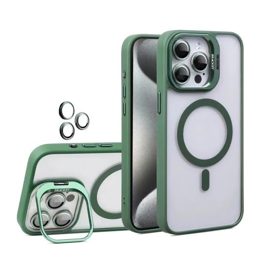 Case with MagSafe for Apple iPhone 17 Pro Max with stand and camera protection green (01)