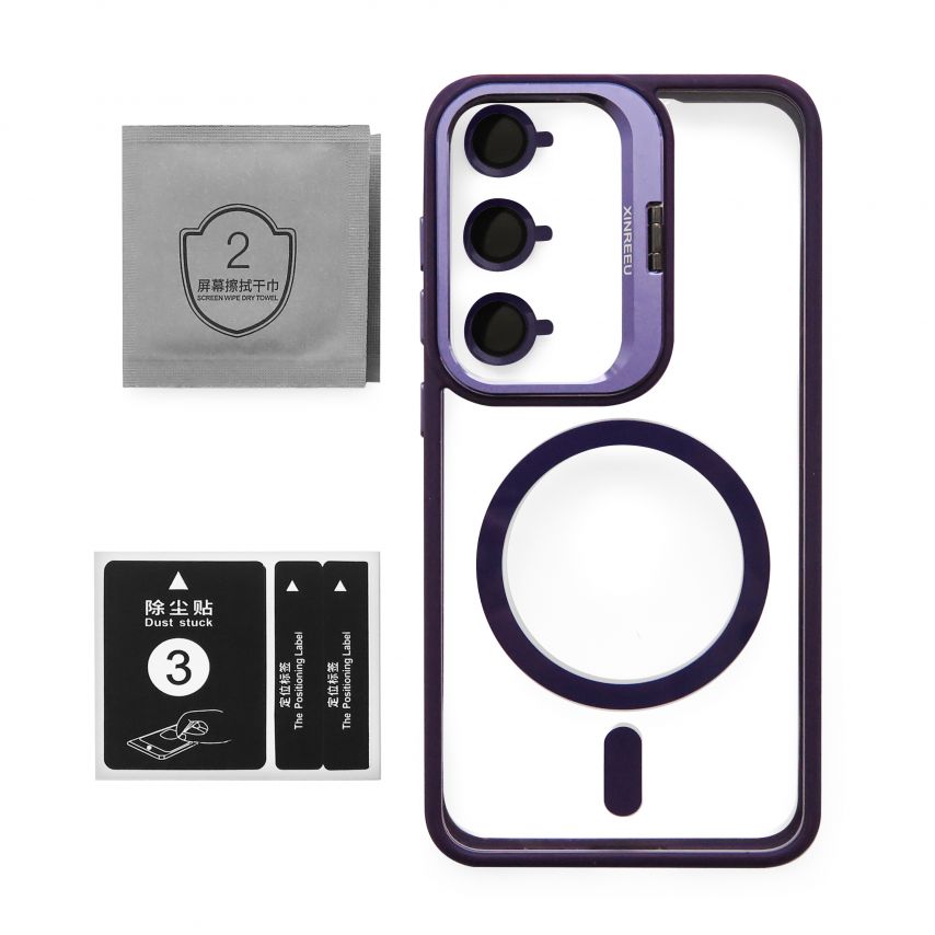Hülle mit MagSafe fürSamsung Galaxy S26/S942 (2026) mit Ständer und Kameraschutz violet (02)