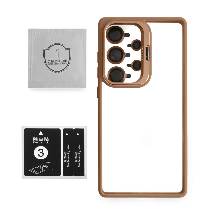 Hülle mit MagSafe für Samsung Galaxy S26 Ultra/S948 (2026) mit Ständer und Kameraschutz gold brown (09)