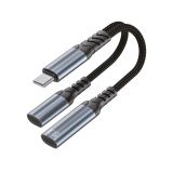 Adapter WALKER WA-035 Type-C to Type-C Audio + Type-C 100W grau