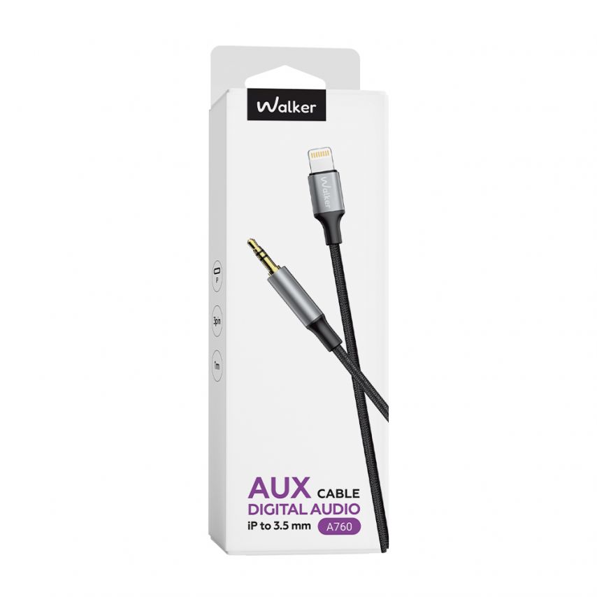 Audiokabel WALKER A760 3.5mm - Lightning schwarz