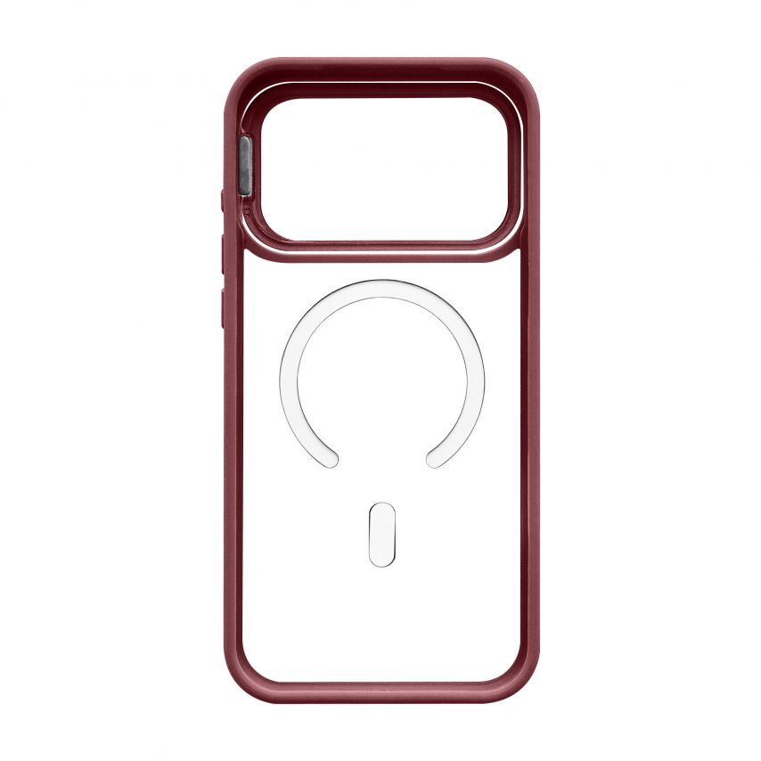 Hülle mit MagSafe für Apple iPhone 18 Pro Max mit Ständer und Kameraschutz bordo (05)