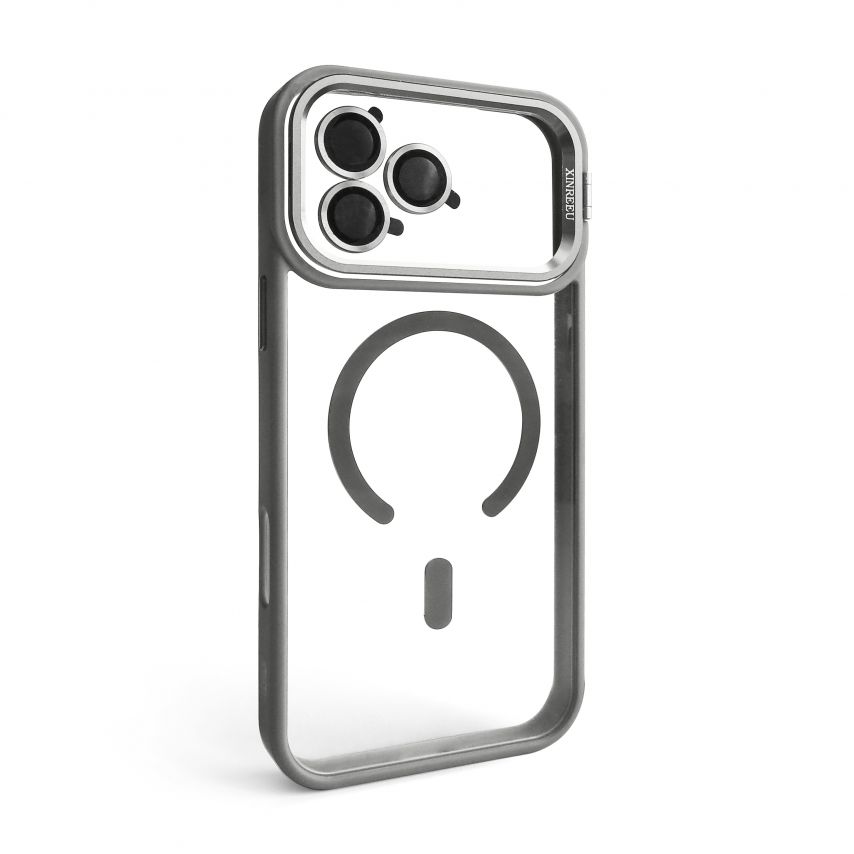 Hülle mit MagSafe für Apple iPhone 18 Pro Max mit Ständer und Kameraschutz light grey (06)