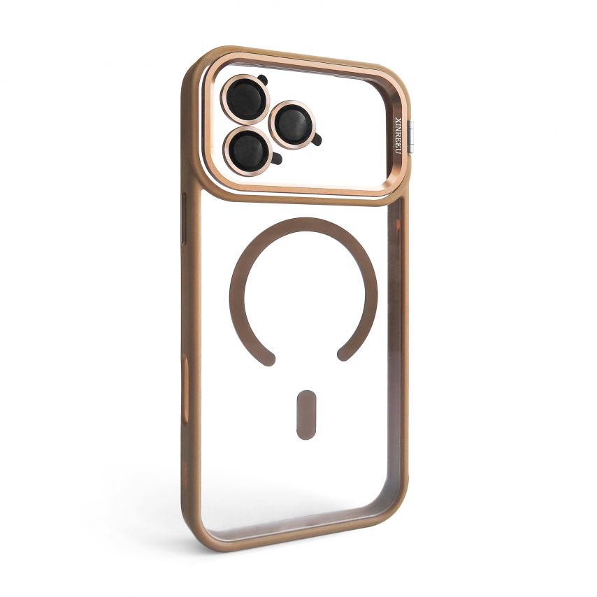 Hülle mit MagSafe für Apple iPhone 18 Pro Max mit Ständer und Kameraschutz gold brown (09)