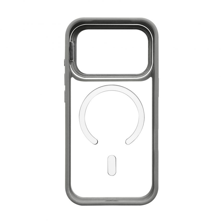 Hülle mit MagSafe für Apple iPhone 18 Pro mit Ständer und Kameraschutz light grey (06)