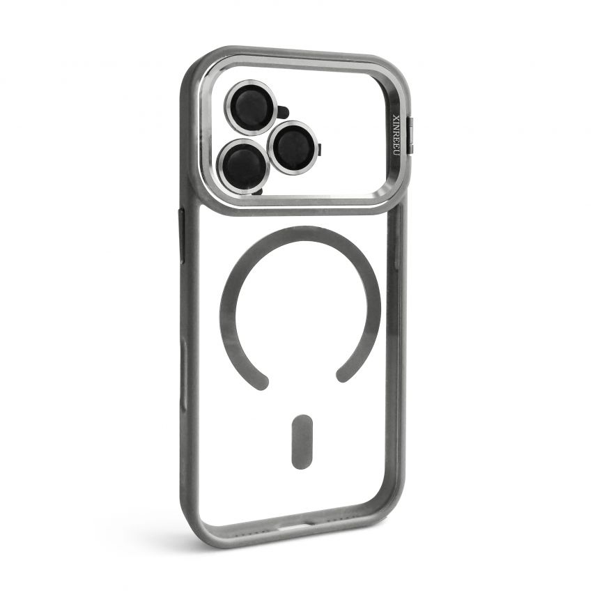 Hülle mit MagSafe für Apple iPhone 18 Pro mit Ständer und Kameraschutz light grey (06)