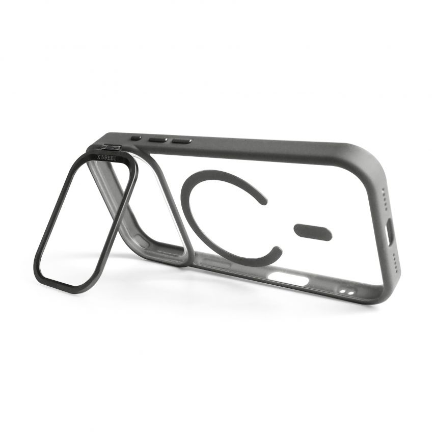 Hülle mit MagSafe für Apple iPhone 18 Pro mit Ständer und Kameraschutz light grey (06)