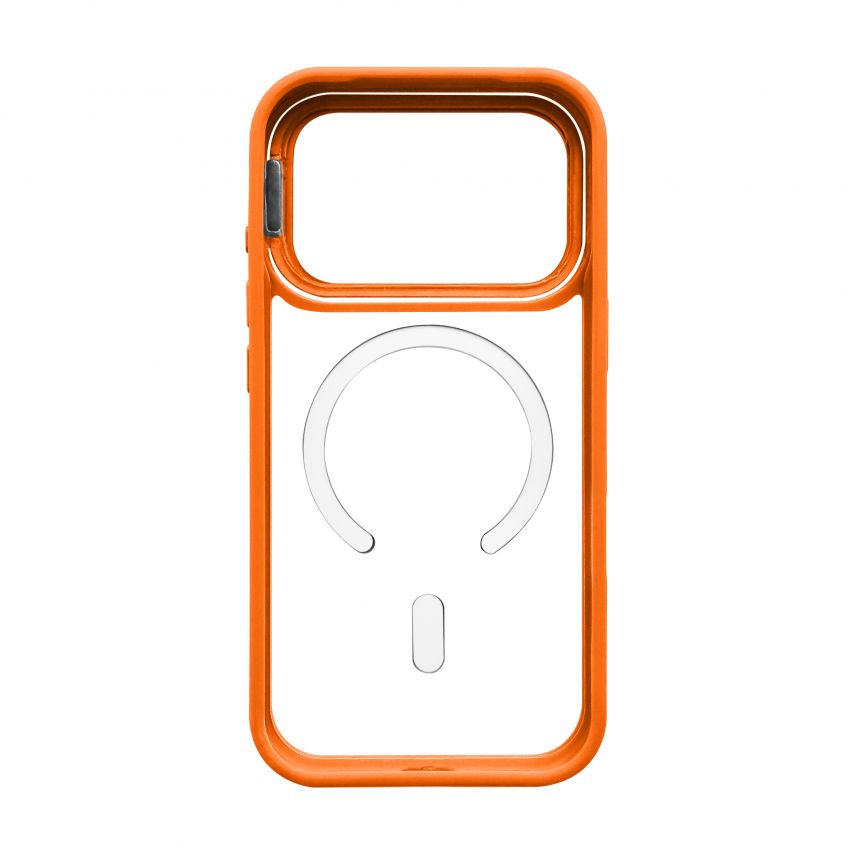 Hülle mit MagSafe für Apple iPhone 18 Pro mit Ständer und Kameraschutz orange (07)