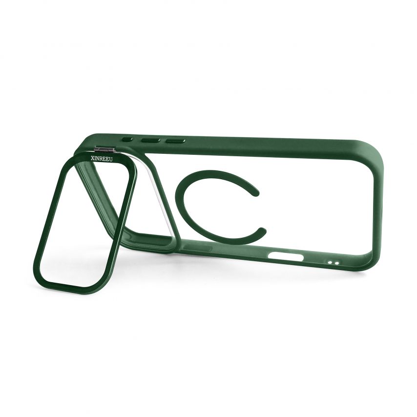 Hülle mit MagSafe für Apple iPhone 18 Pro Max mit Ständer und Kameraschutz green (01)
