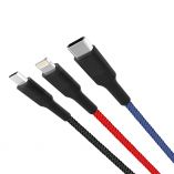 USB cable 3in1 XO NB54 Micro/Type-C/Lightning Quick Charge 2.4A black/red/blue - Buy for 5.20 € in Germany