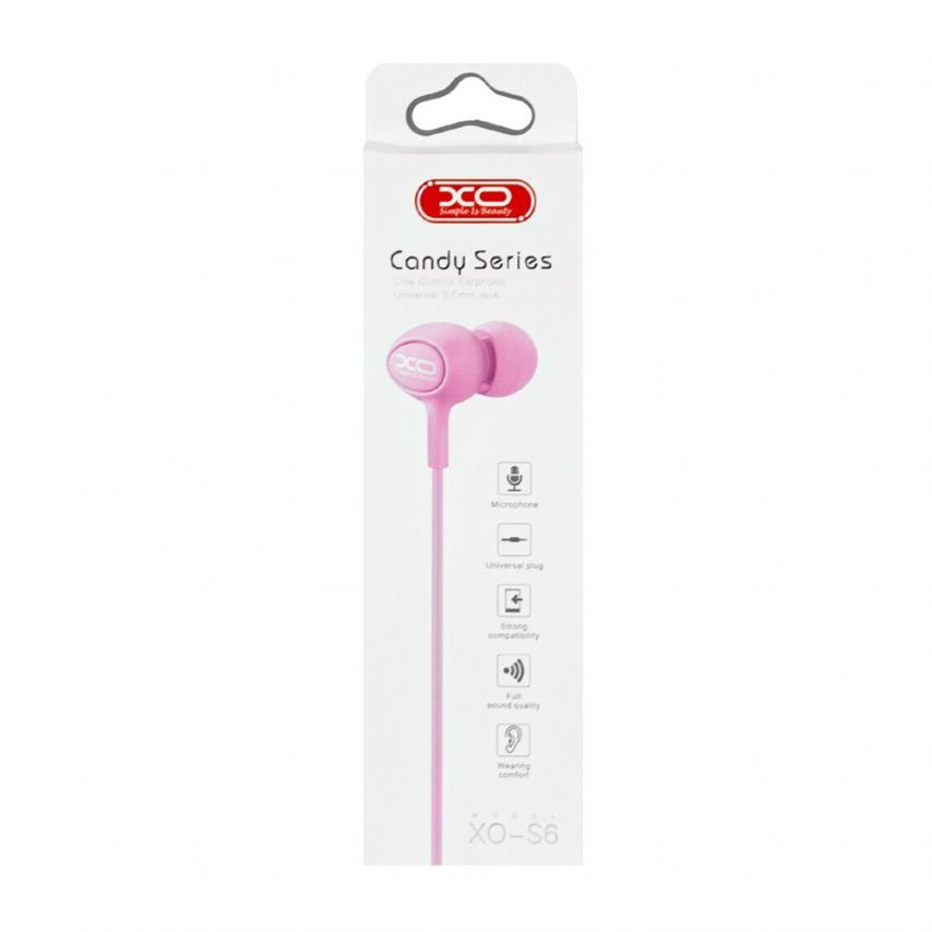 Earphones XO S6 pink