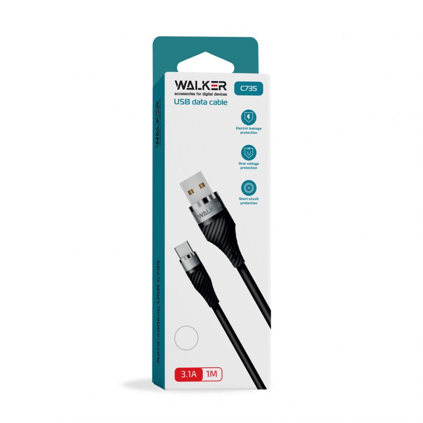 Câble USB WALKER C735 Lightning noir
