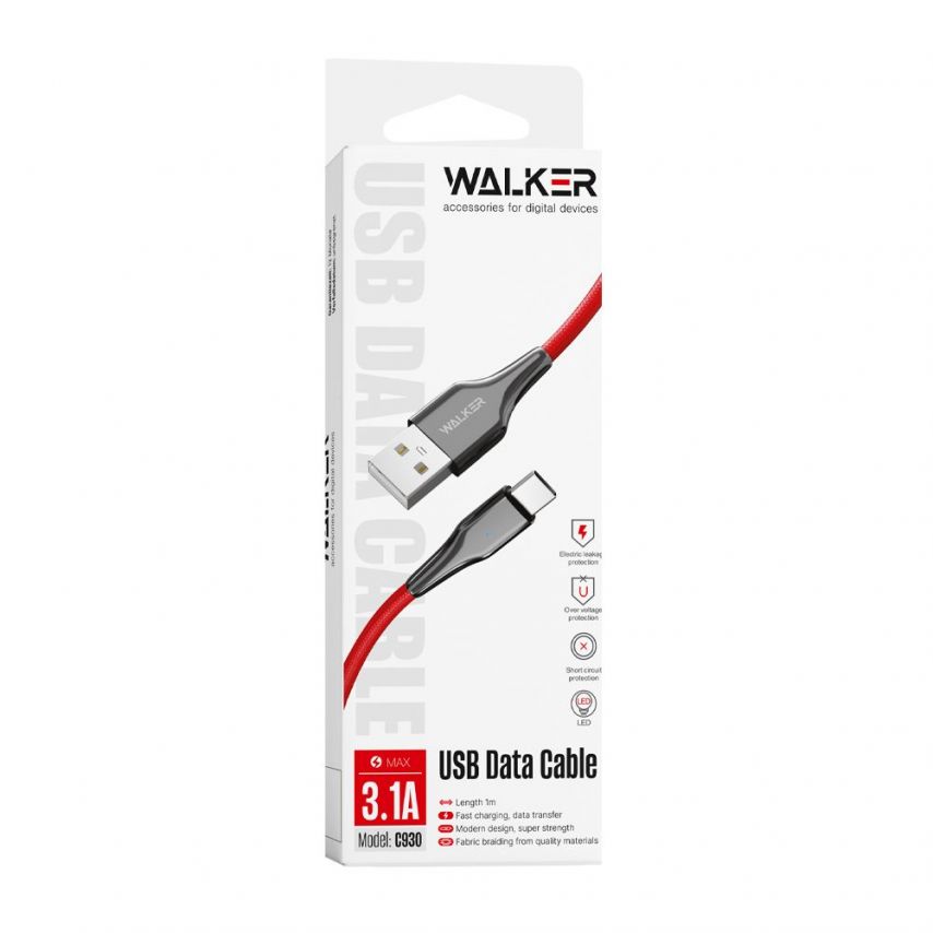USB cable WALKER C930 Intelligent Type-C red