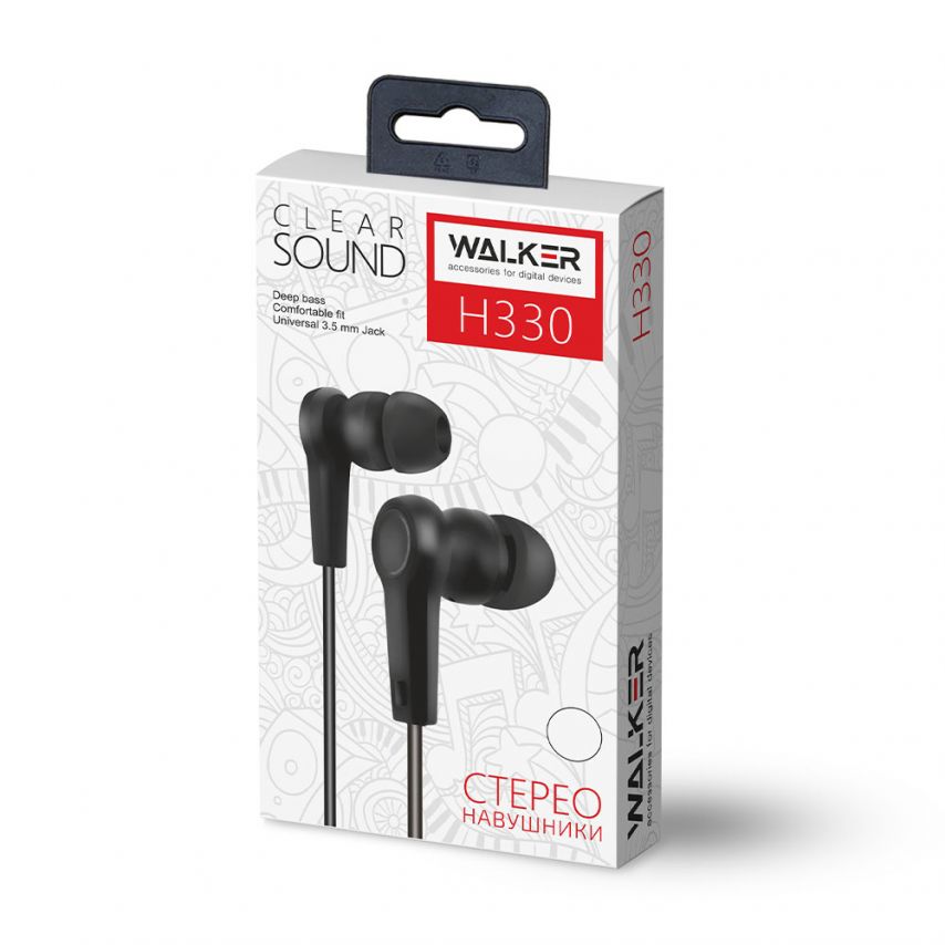 Écouteurs WALKER H330 +mic noir