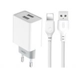 Network Charger (Adapter) 2in1 XO L65 2USB / 2.4А + Lightning white - Buy for 3.77 € in Germany