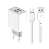 Network Charger (Adapter) 2in1 XO L65 2USB / 2.4A + Micro white - Buy for 0.00 € in Germany