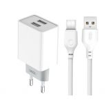 Network Charger (Adapter) 2in1 XO L65 2USB / 2.4A + Type-C white - Buy for 3.77 € in Germany