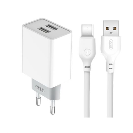 Netzladegerät (Adapter) 2in1 XO L65 2USB / 2.4А + Type-C weiß