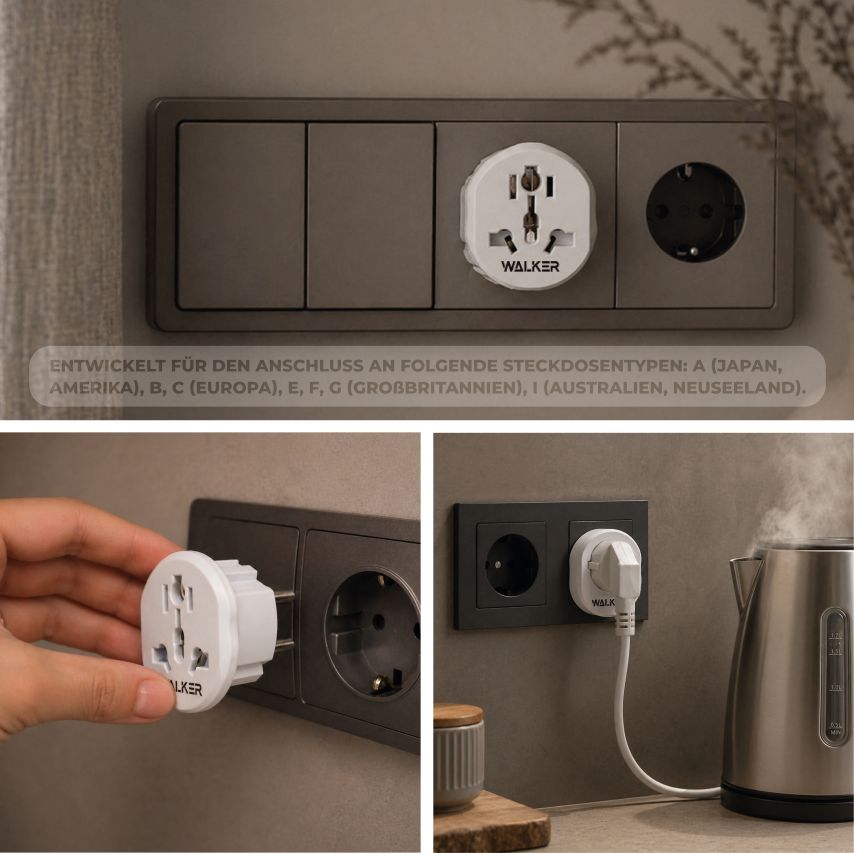 Reiseadapter WALKER WH-01 weiß