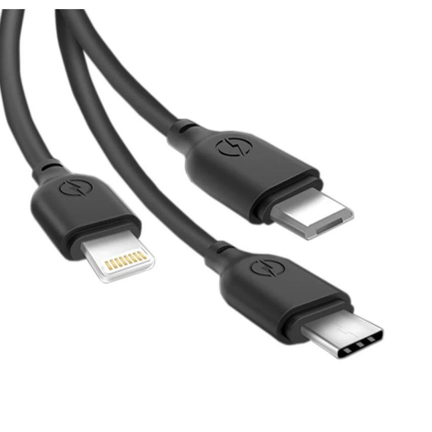 Cable USB 3in1 XO NB103 Micro/Type-C/Lightning Quick Charge 2.1A black