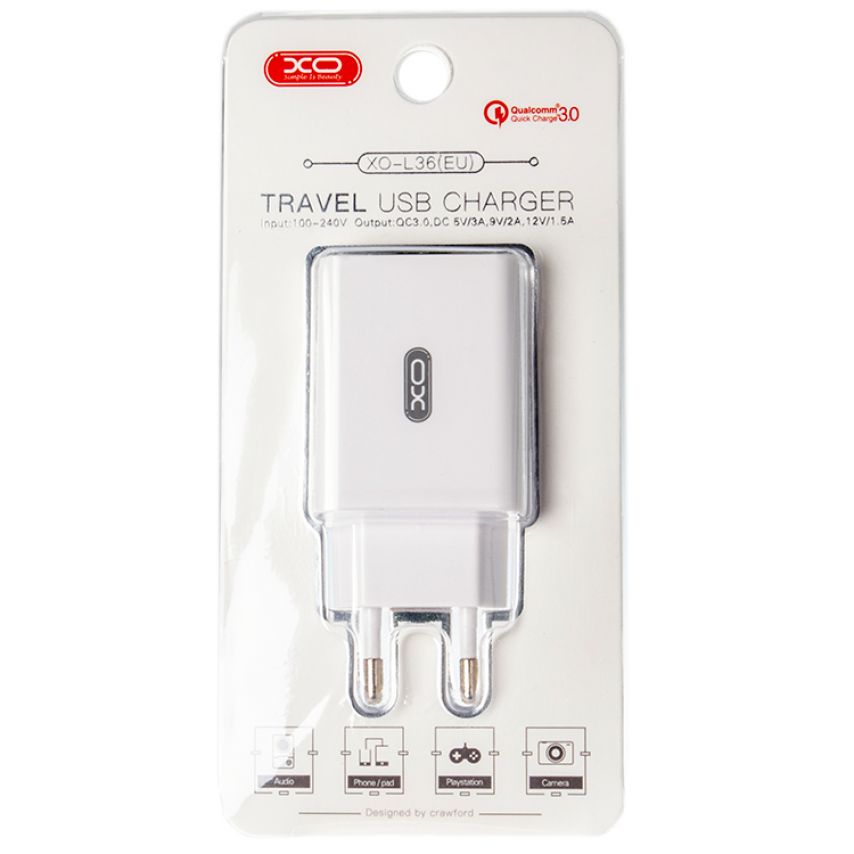 Netzladegerät (Adapter) XO L36 1USB / QC3.0 / 3А weiß