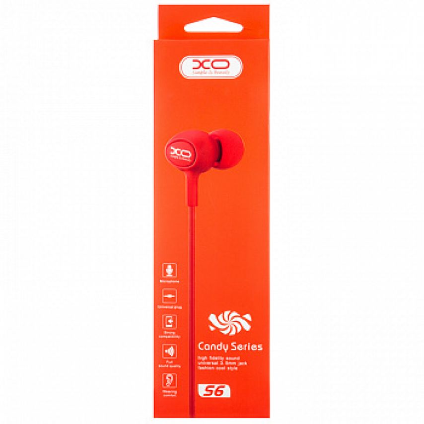 Earphones XO S6 red