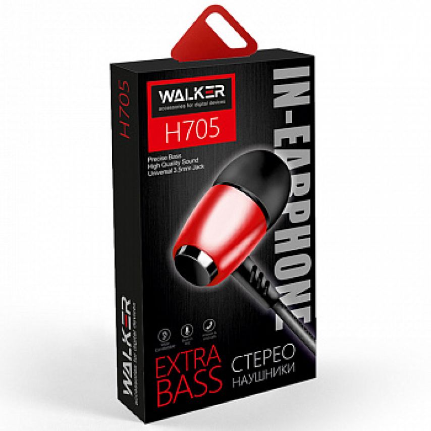 Earphones WALKER H705 red