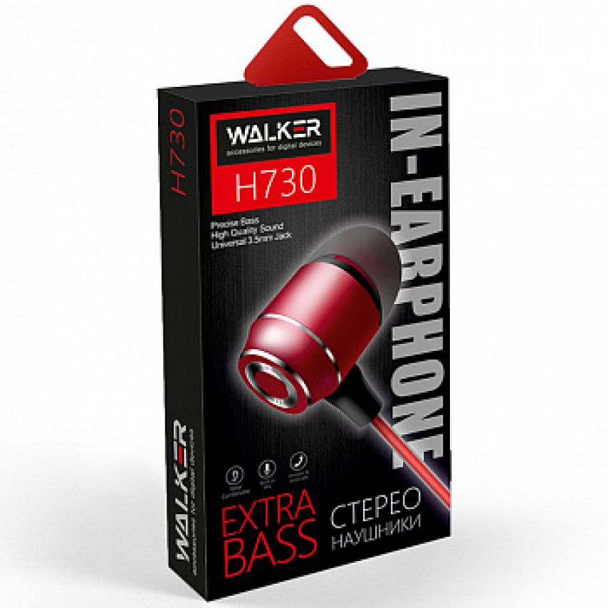 Earphones WALKER H730 red